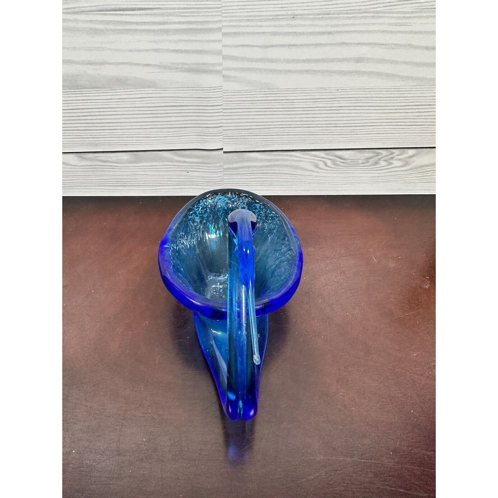 Vintage Rainbow Art Glass Blue Swan Bowl Figurine - Picture 4 of 7